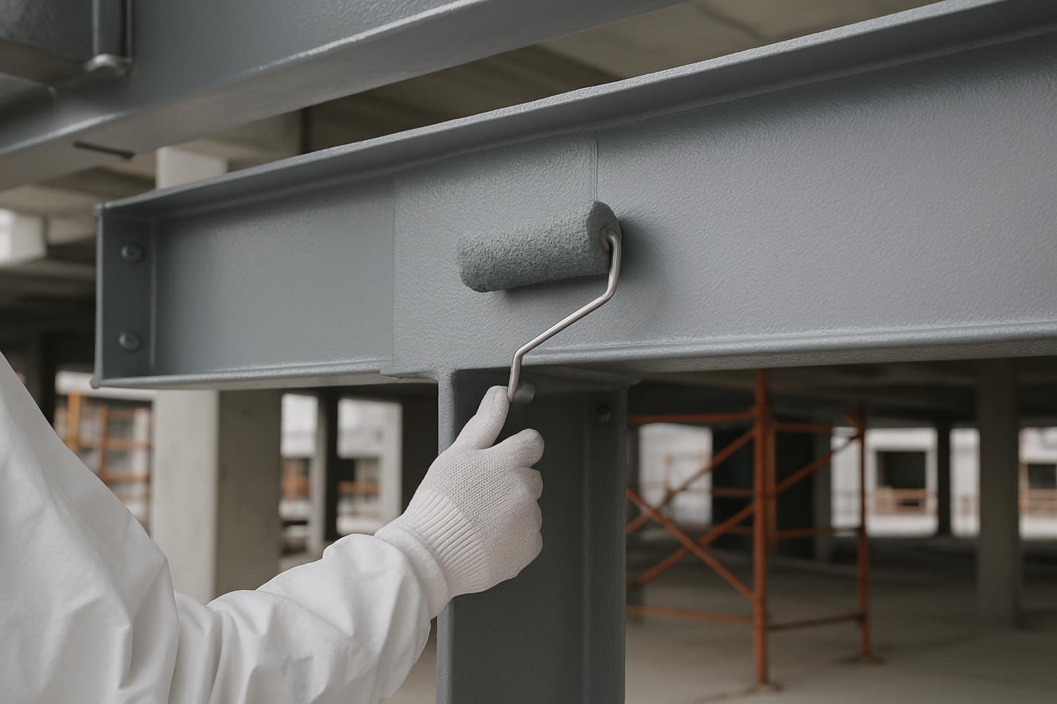 Intumescent fire-retardant coating on steel